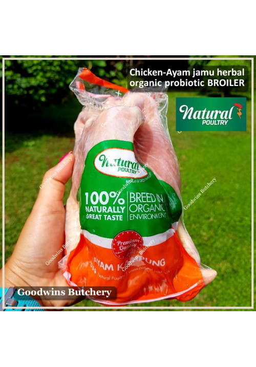 Chicken ayam PROBIOTIC ORGANIC herbal jamu low-fat Natural Poultry frozen WHOLE KAMPUNG (price/pc +/- 800g)